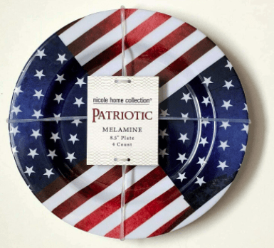 Patriotic melamine plates red white and blue