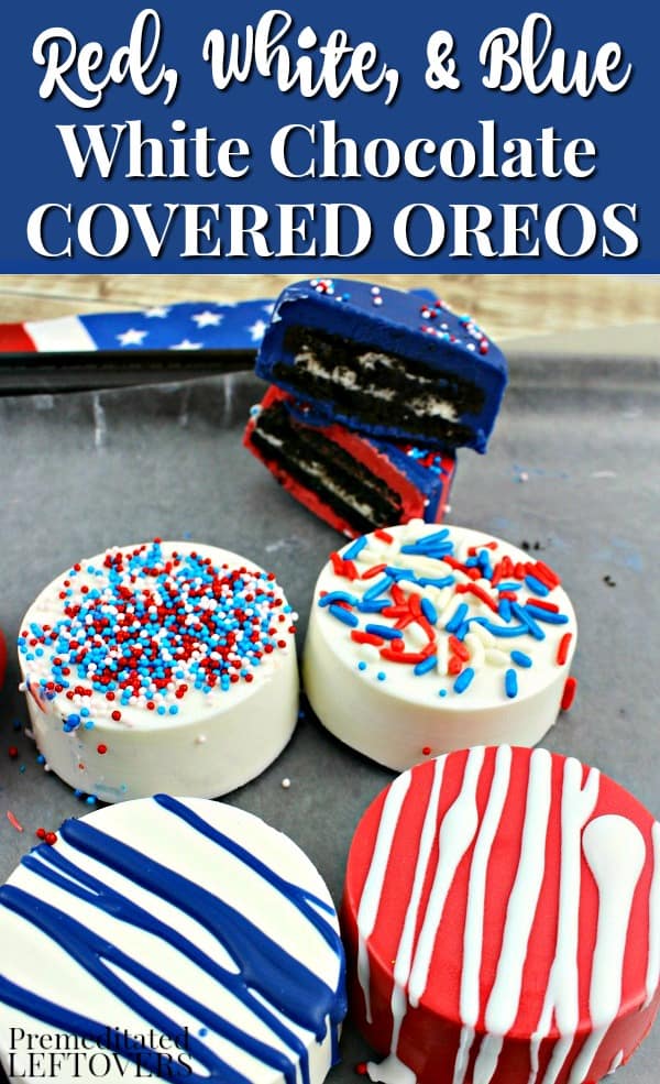 red white blue white chocolate covered oreos- Karins Kottage linky party- Patriotic 