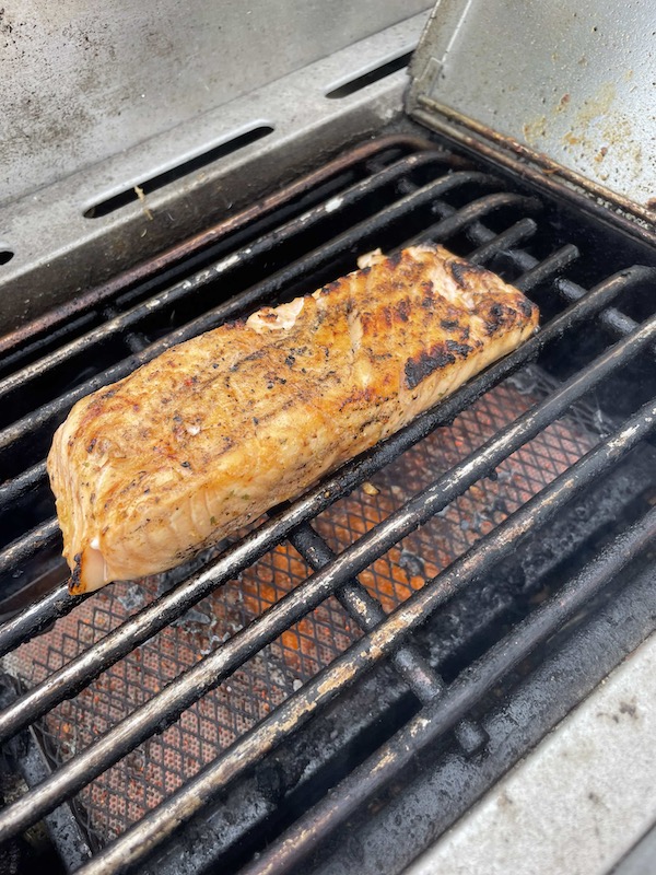 searing sweet mesquite salmon on the grill