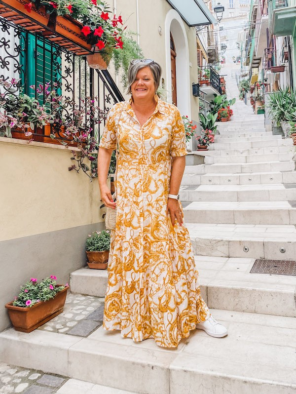 Wearing my flowy dress in Casoli Italy 