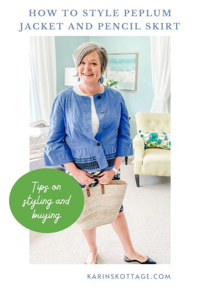 How to style blue peplum jacket and pencil skirt- Karins Kottage