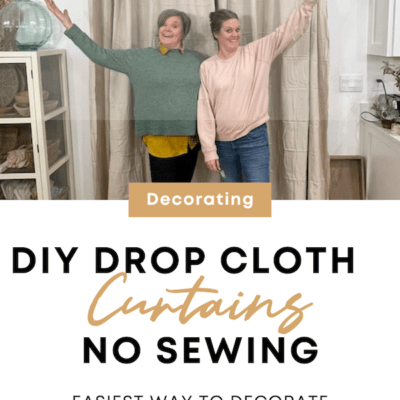 DIY drop cloth curtains for dining and living room