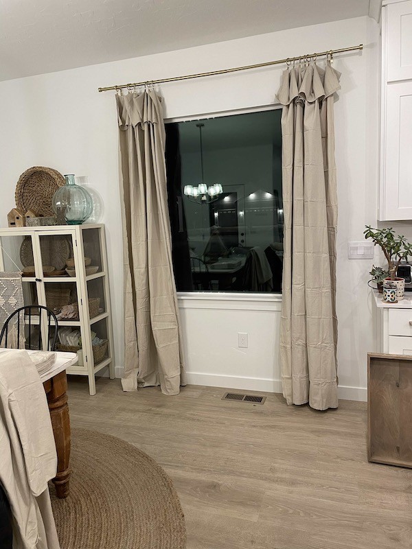 DIY drop cloth curtains for dining and living room