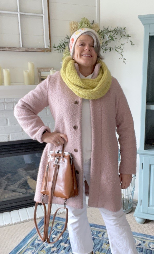 Pink winter coat to brighten your winter blues- Karins Kottage