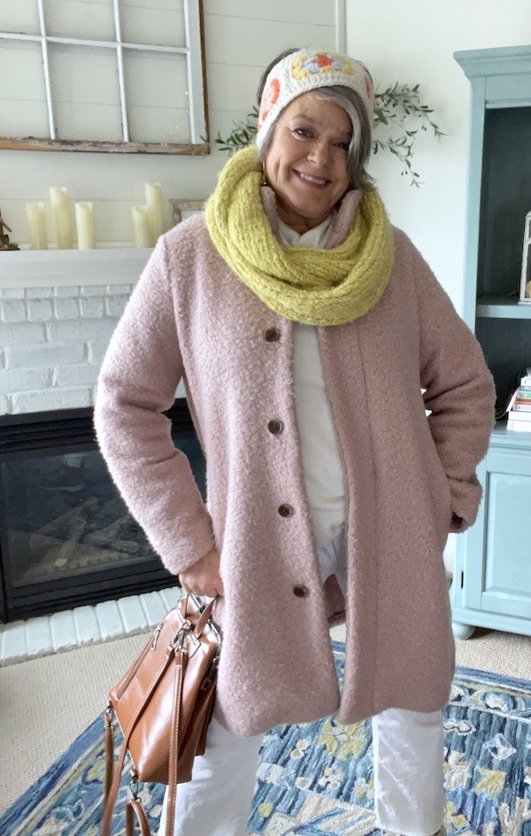 Pink winter coat to brighten your winter blues- Karins Kottage
