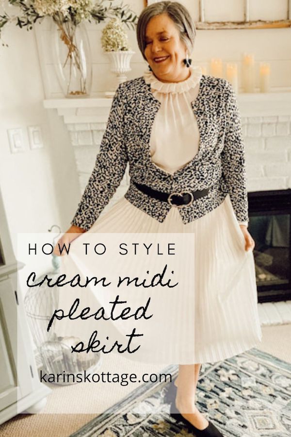 Styling a cream midi pleated skirt - Karins Kottage