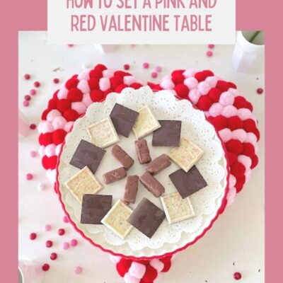 Pink and red Valentine’s Day table for kids