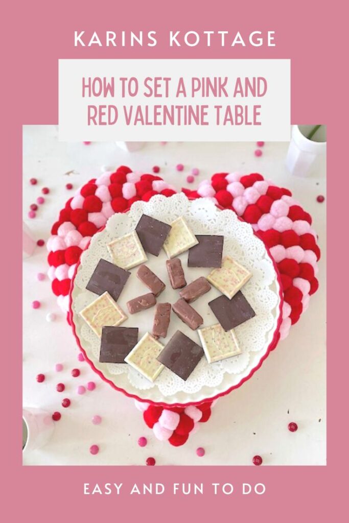 How to set a pink and red Valentine's Day  table for kids- Karins Kottage