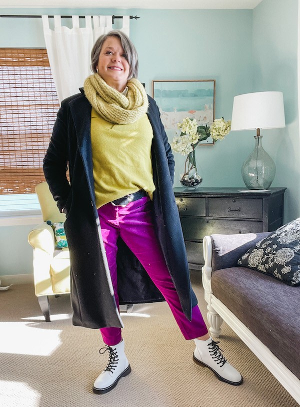 How to style pink velvet pants multiple ways- Karins Kottage