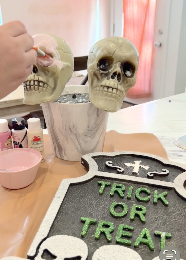 Spooky Chic: DIY Pastel Skulls for a Unique Mantle Decor
