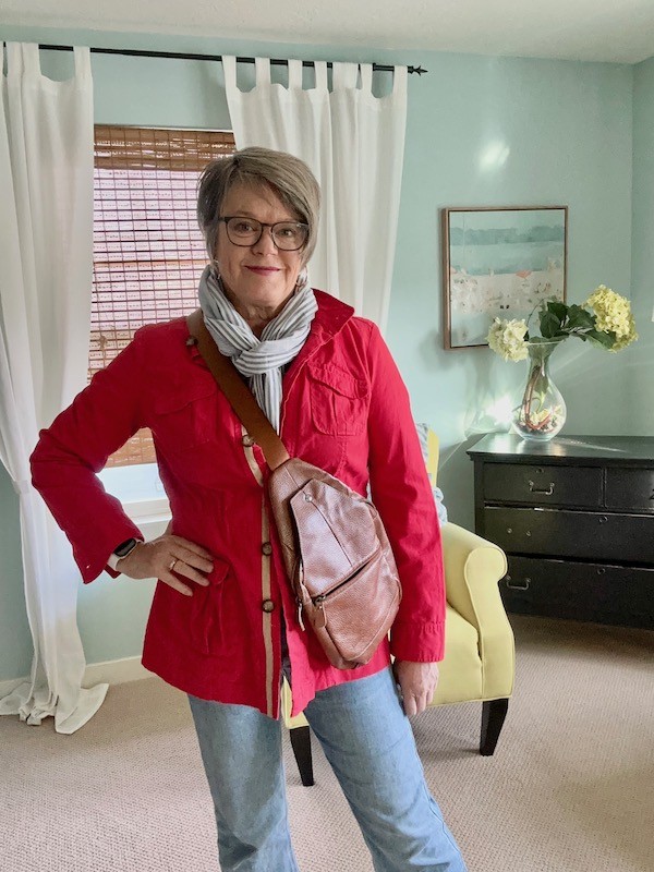 Chic Denim Jeans and Red Utility Jacket