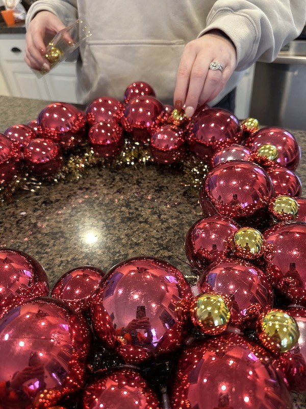 Elegant DIY Pink and Gold Christmas Wreath