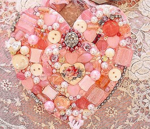 Karins Kottage Linky Party Spotlight: Creativity Unleashed. Vintage jewelry hearts