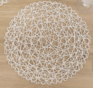 white string placemats