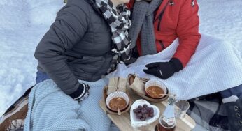 Snowy Romance: A Cozy Picnic Dinner for Two