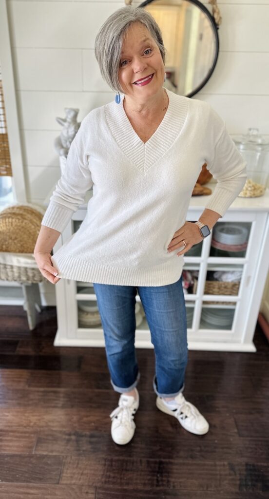 Elevate Your Beige Sweater and Jeans: 2 Chic Ways to Style Them Up!
