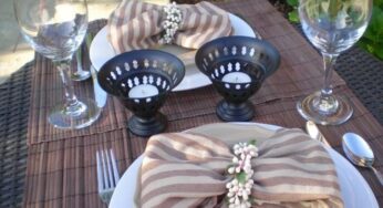 How to Create a Brown & Tan Poolside Tablescape For Two