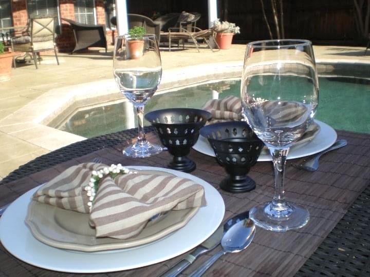 How to Create a Brown & Tan Poolside Tablescape For Two
