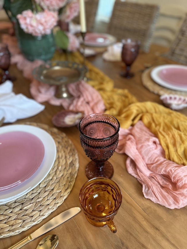 Easy Pink & Gold Sunset Tablescape Inspiration from the Heart