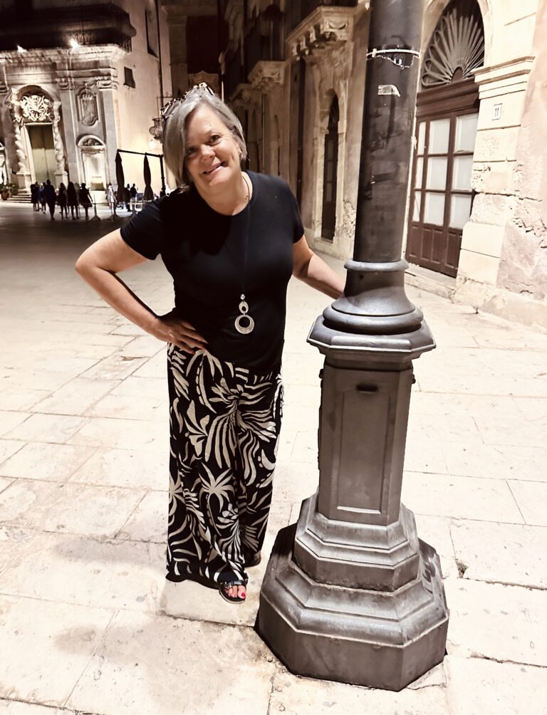 Black and White Bold Print Wide-Leg Pants in Italy