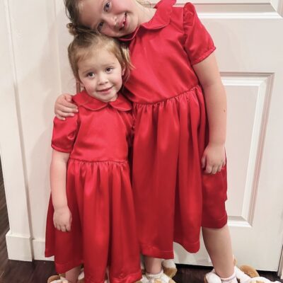 Creating Christmas Magic: Sewing Red Satin Dresses for My Granddaughters