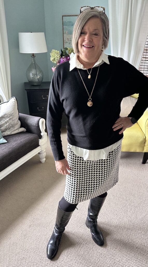 Effortlessly Fall Fashion Over 50: Houndstooth and a Pop of Green