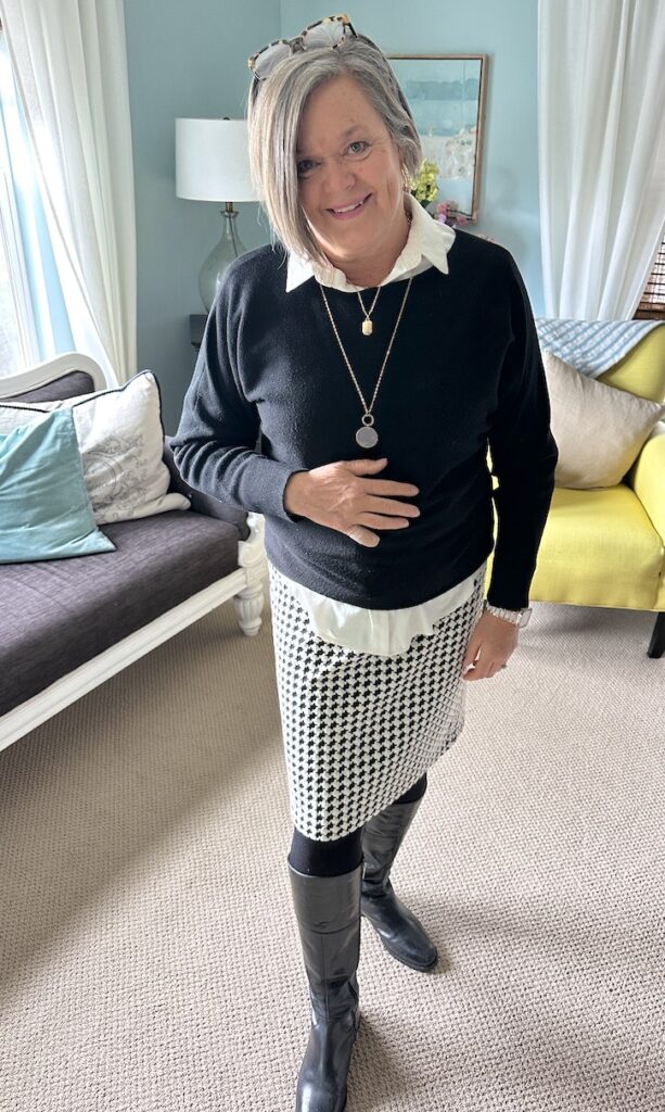 Effortlessly Fall Fashion Over 50: Houndstooth and a Pop of Green