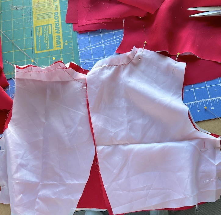 Sewing Red Satin Dresses