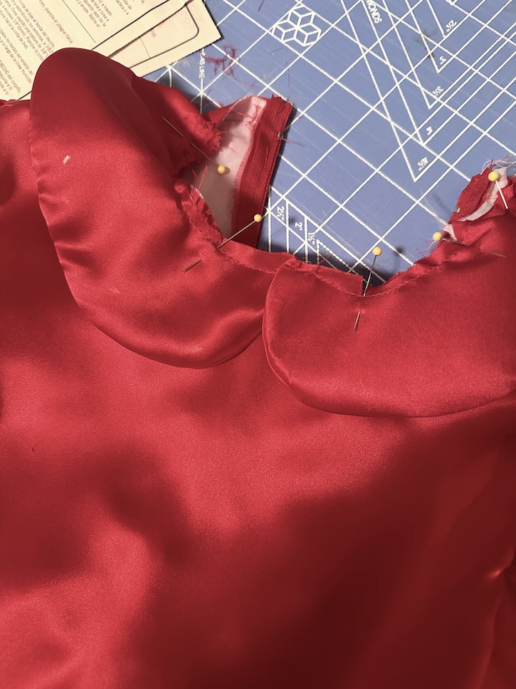 Sewing Red Satin Dresses