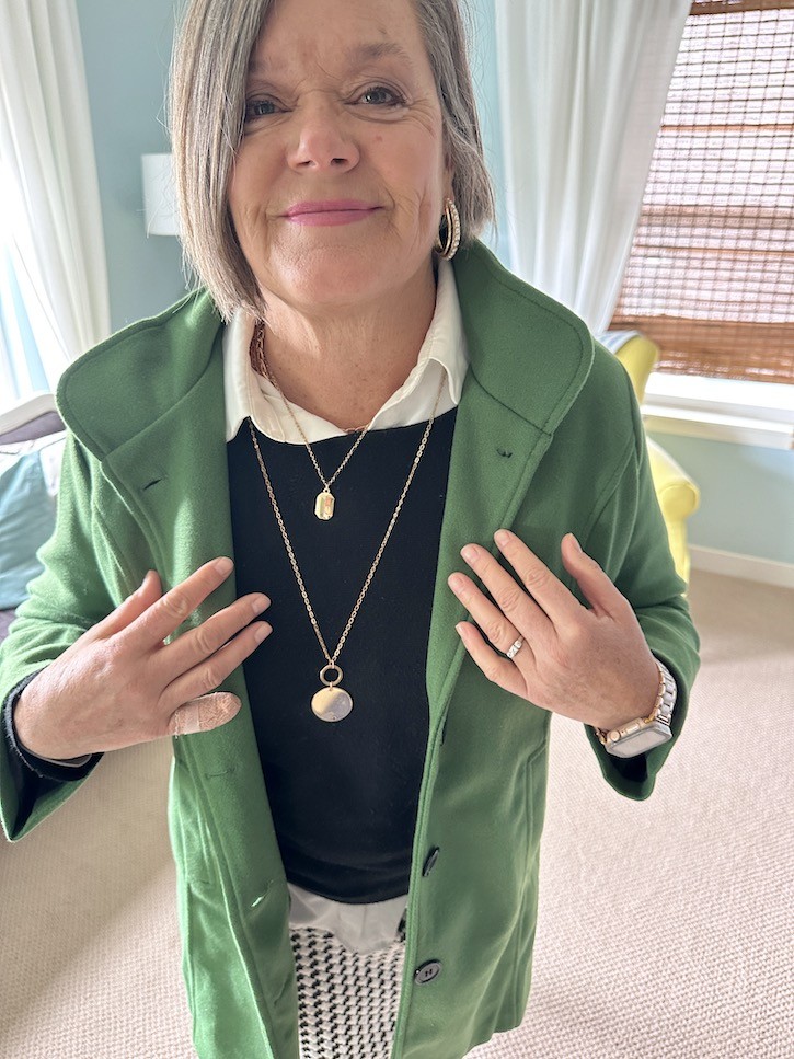 Effortlessly Fall Fashion Over 50: Houndstooth and a Pop of Green