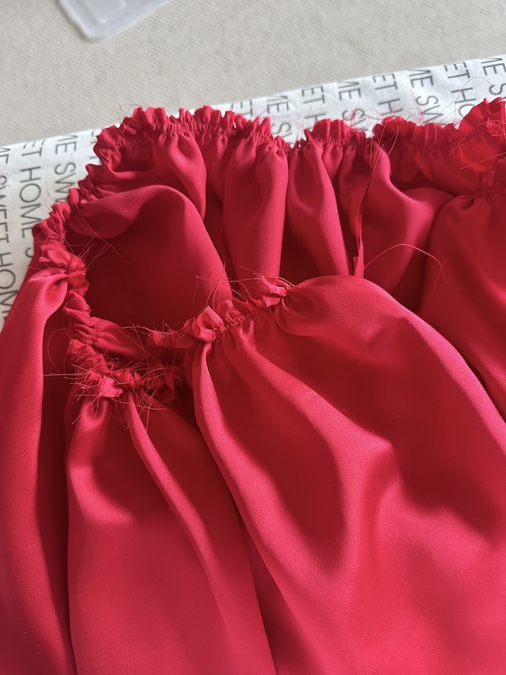 Sewing Red Satin Dresses