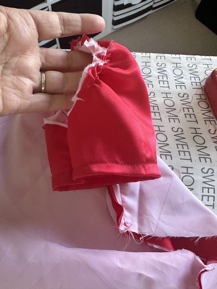 Sewing Red Satin Dresses