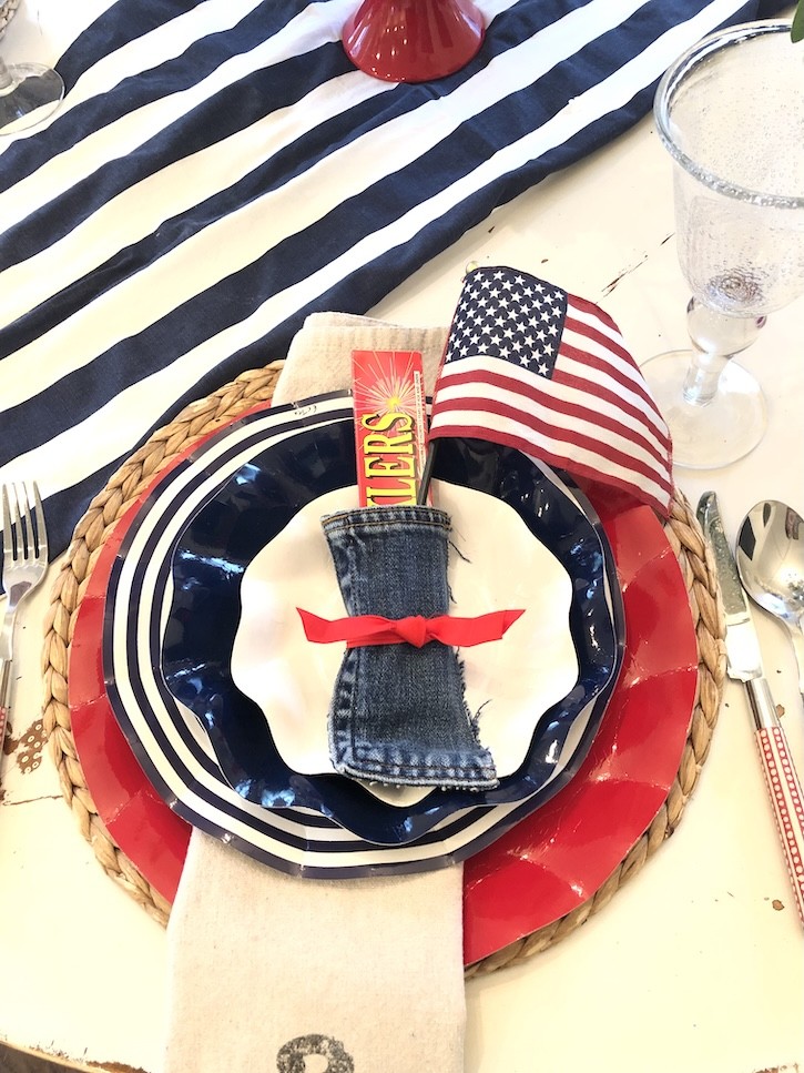 Red white and blue tablescape