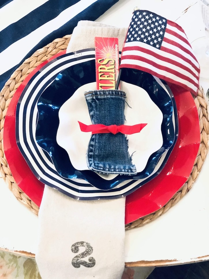 Red white and blue tablescape