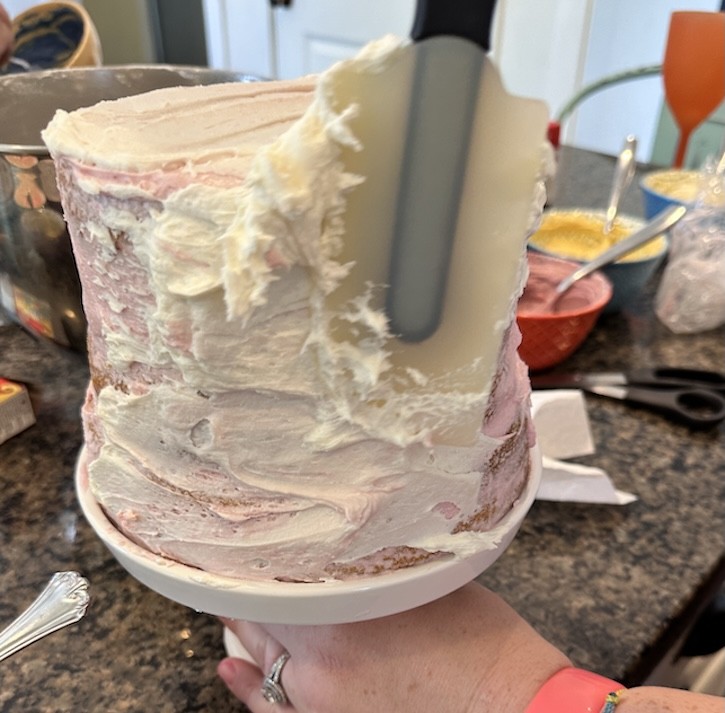 Spring Cake with Buttercream Flowers Using a Spatula Knife