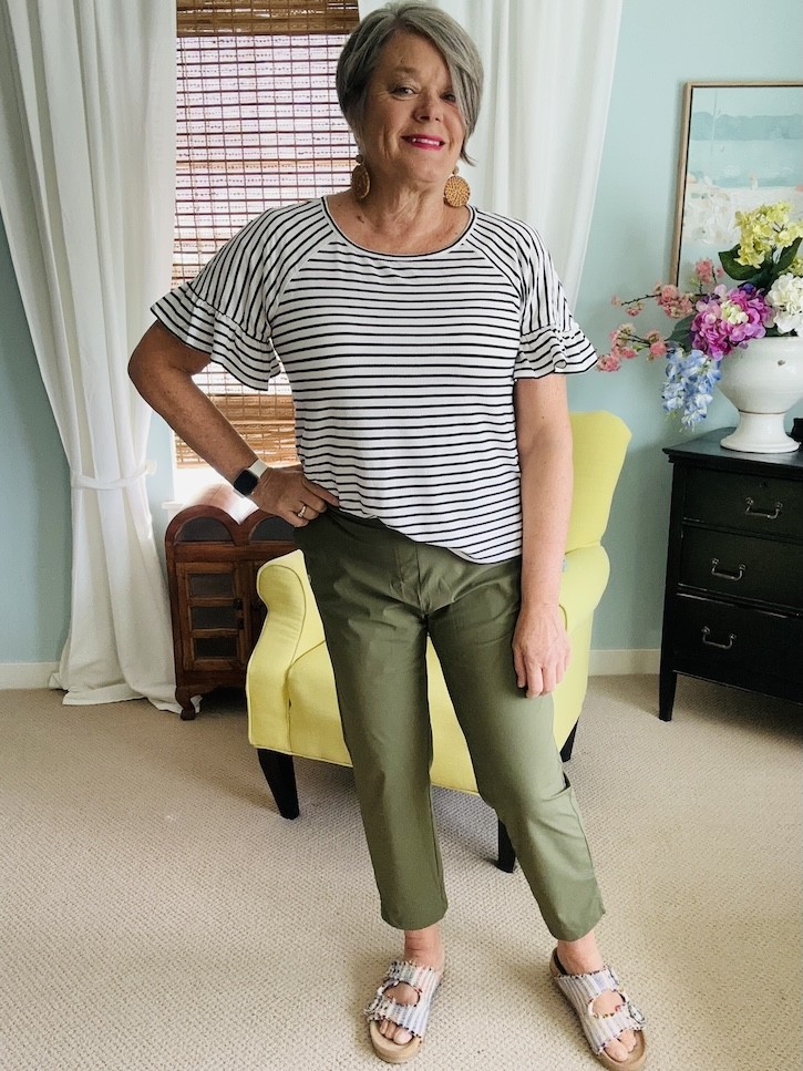comfy green golf pants outfit women over 50