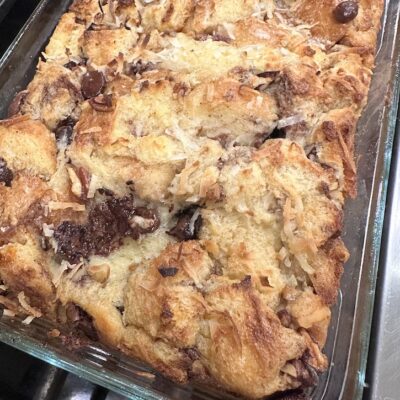 Easy Cinnamon Chocolate Chip Bread Pudding with Leftover Bread