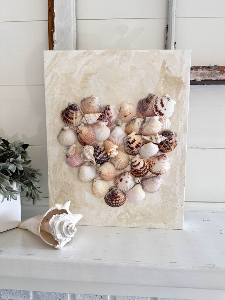 Recycled seashell canvas art