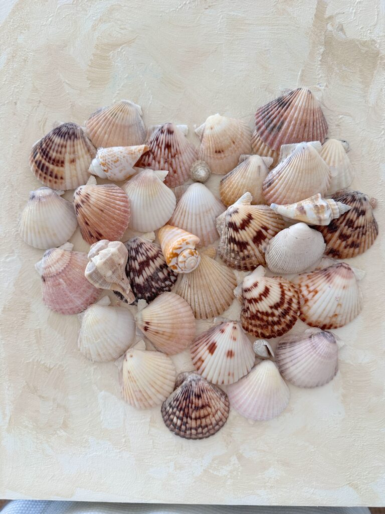 Recycled seashell canvas art