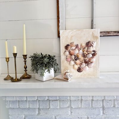 recycled canvas into seashell heart