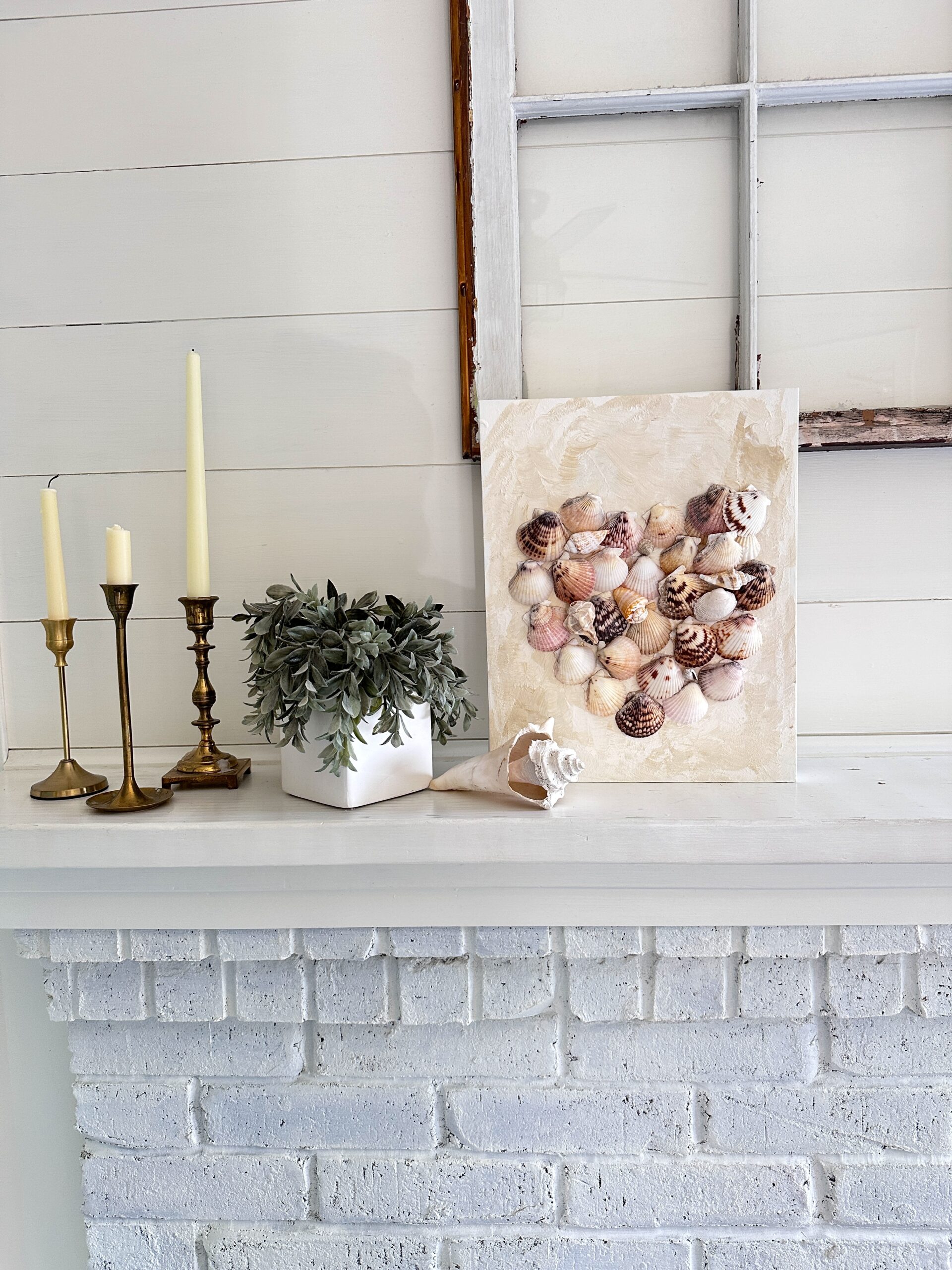 Recycled seashell canvas art