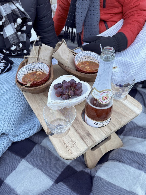 Outdoor winter dinner for two