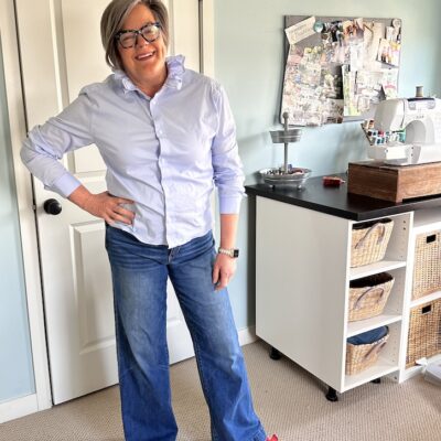 How to Upcycle a Thrifted Men’s Button-Down Shirt Into a Cute Ruffle Collar Top