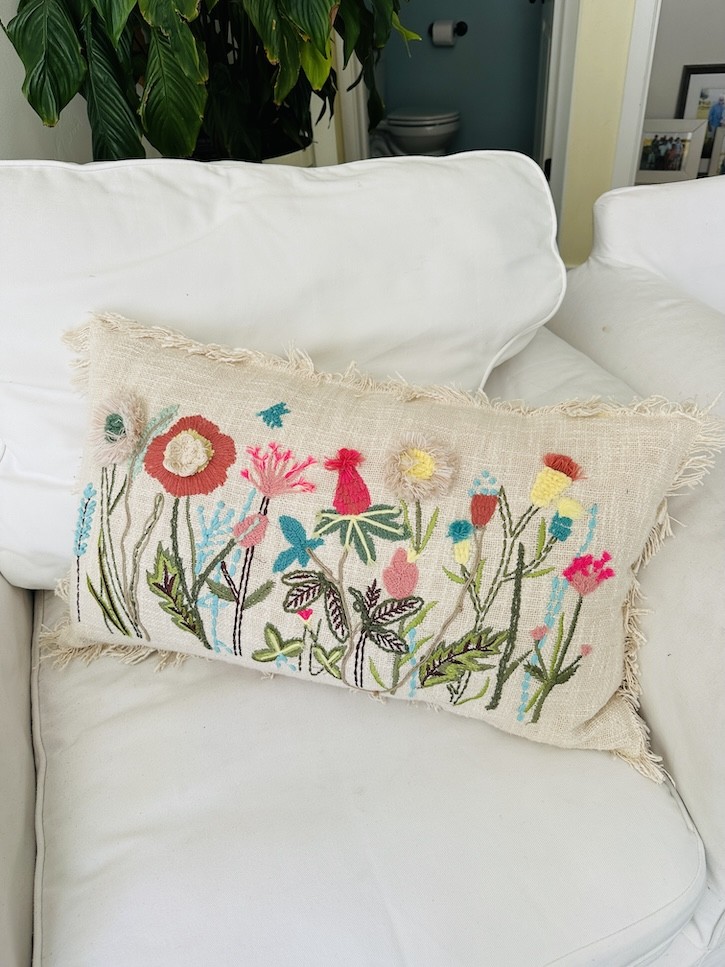 embroidered flax pillow coldwatercreek